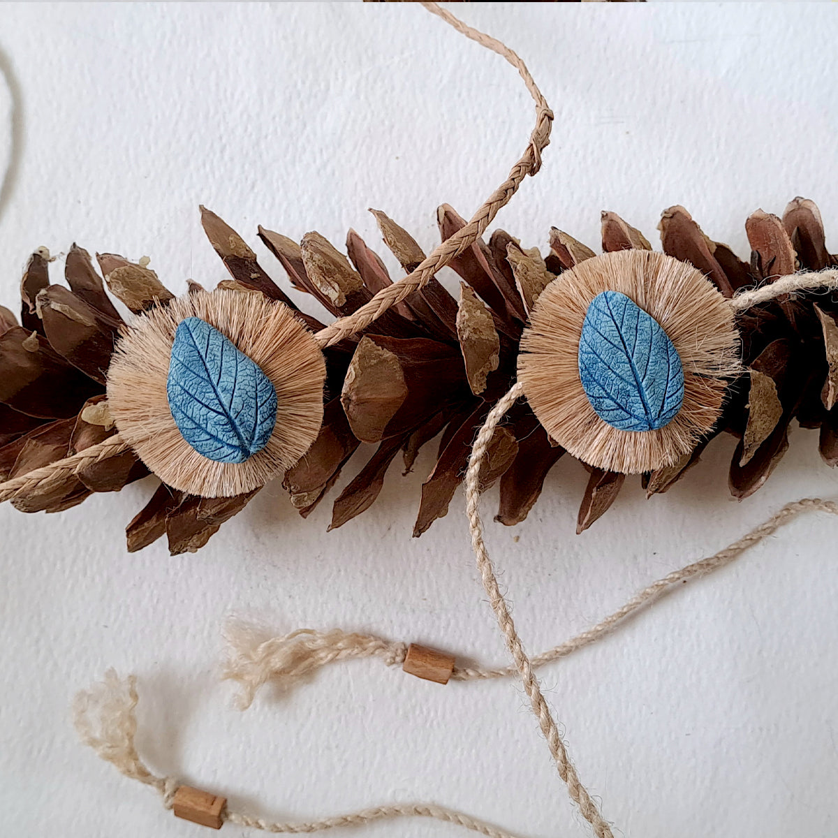 Handmade Papier-mache Leaf Rakhi-Blue