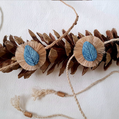 Handmade Papier-mache Leaf Rakhi-Blue
