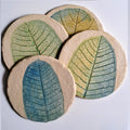 Papier-mache coasters-Blue Champa leaf