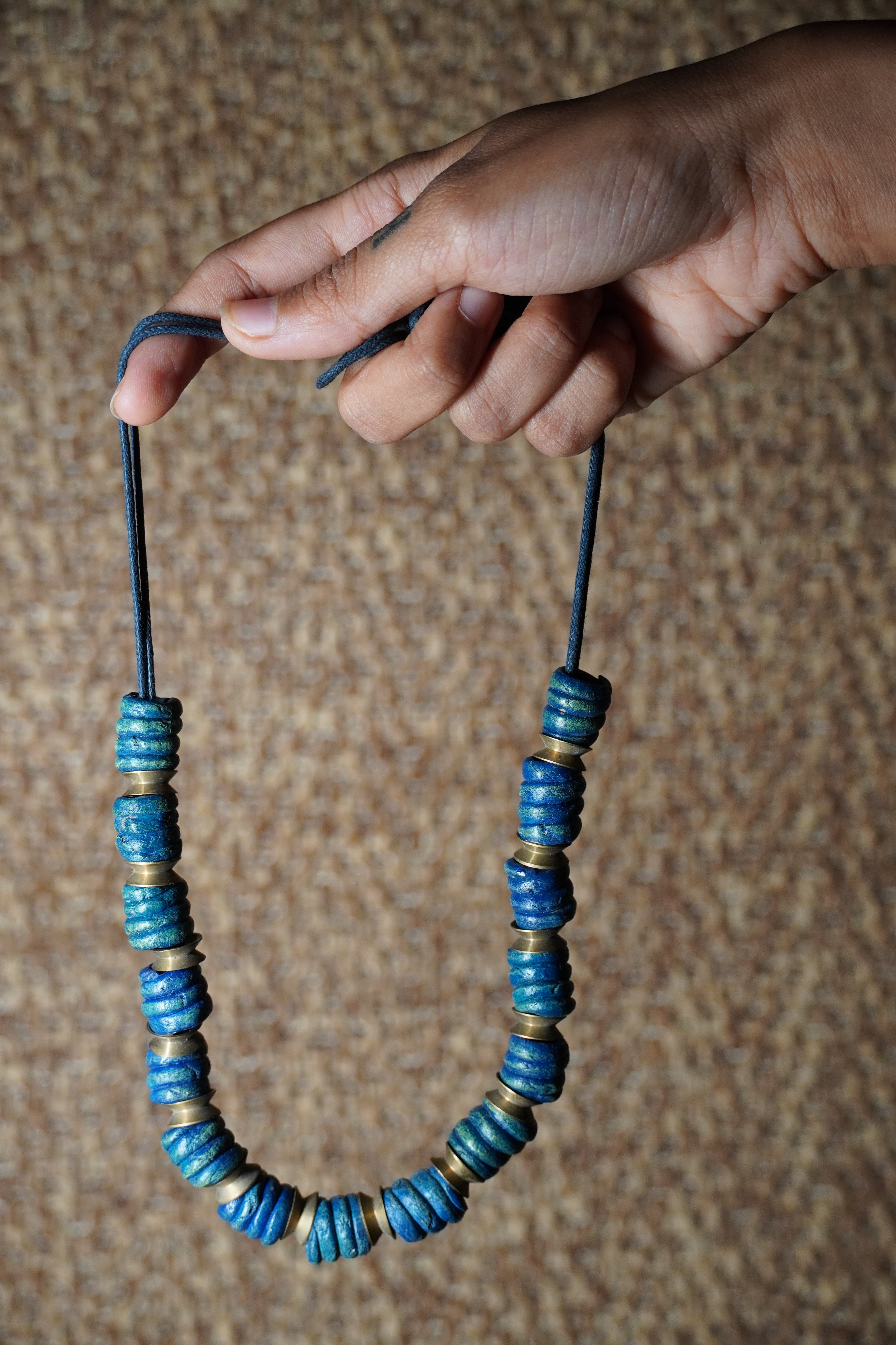 Papier-mache Necklace-Blue