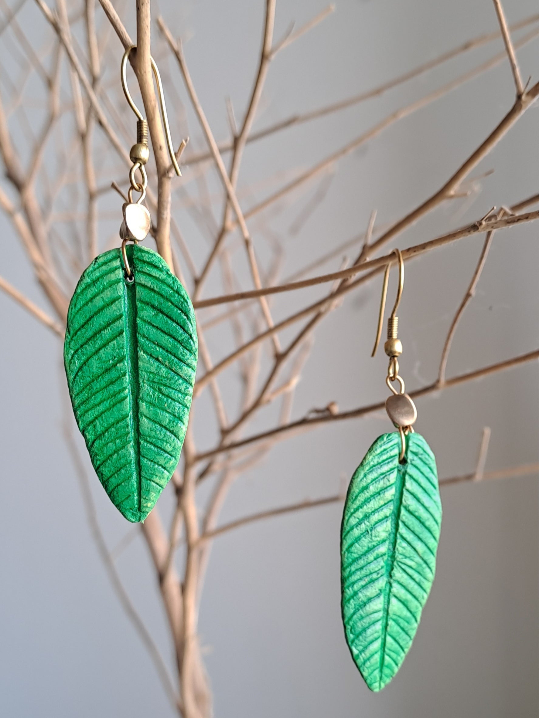 Guava Bright Green Leaf Earring