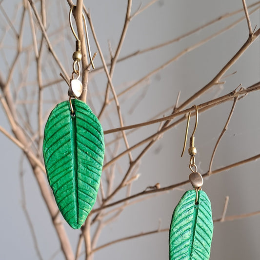 Guava Bright Green Leaf Earring