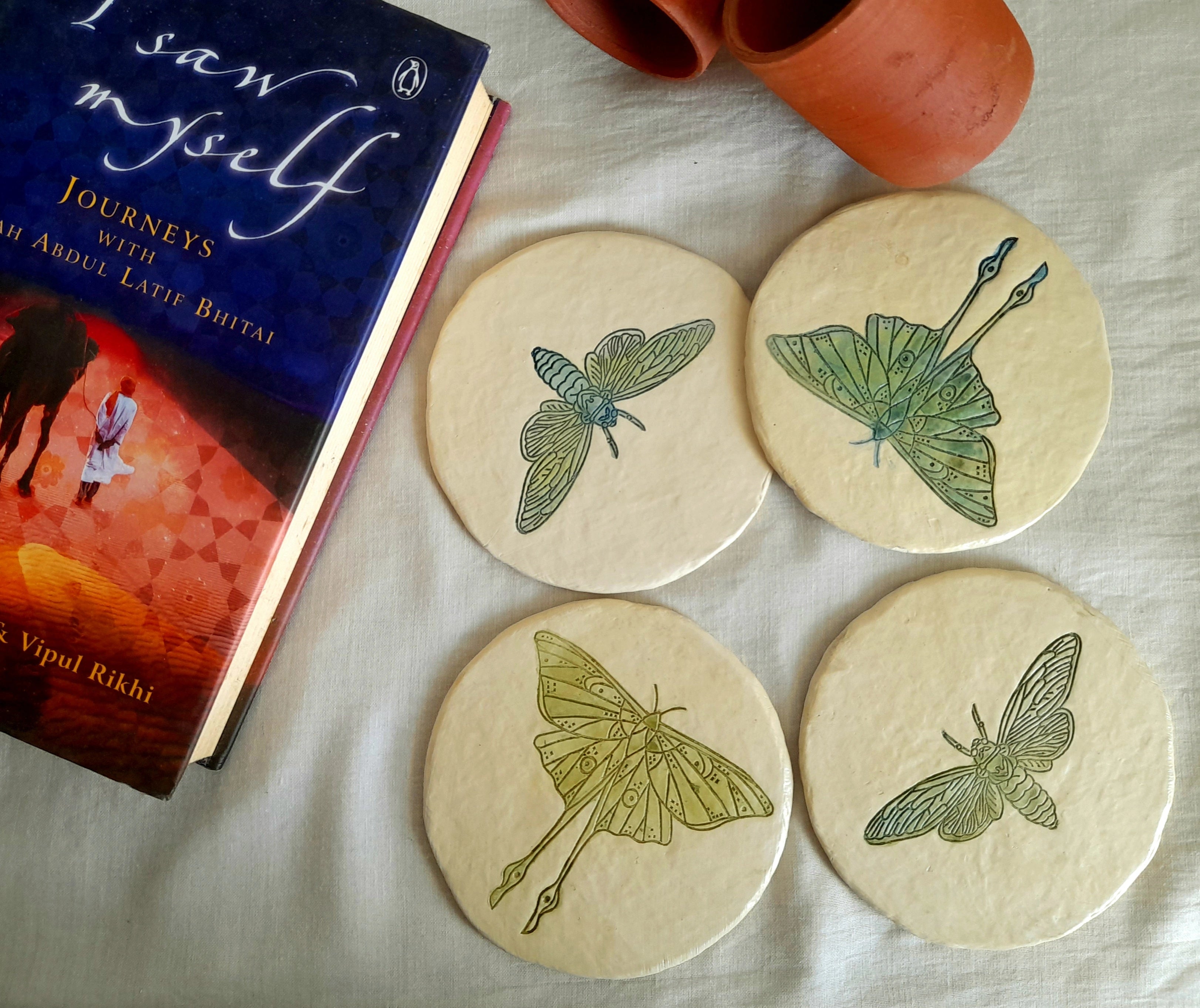Papier-mache-Moth Coasters
