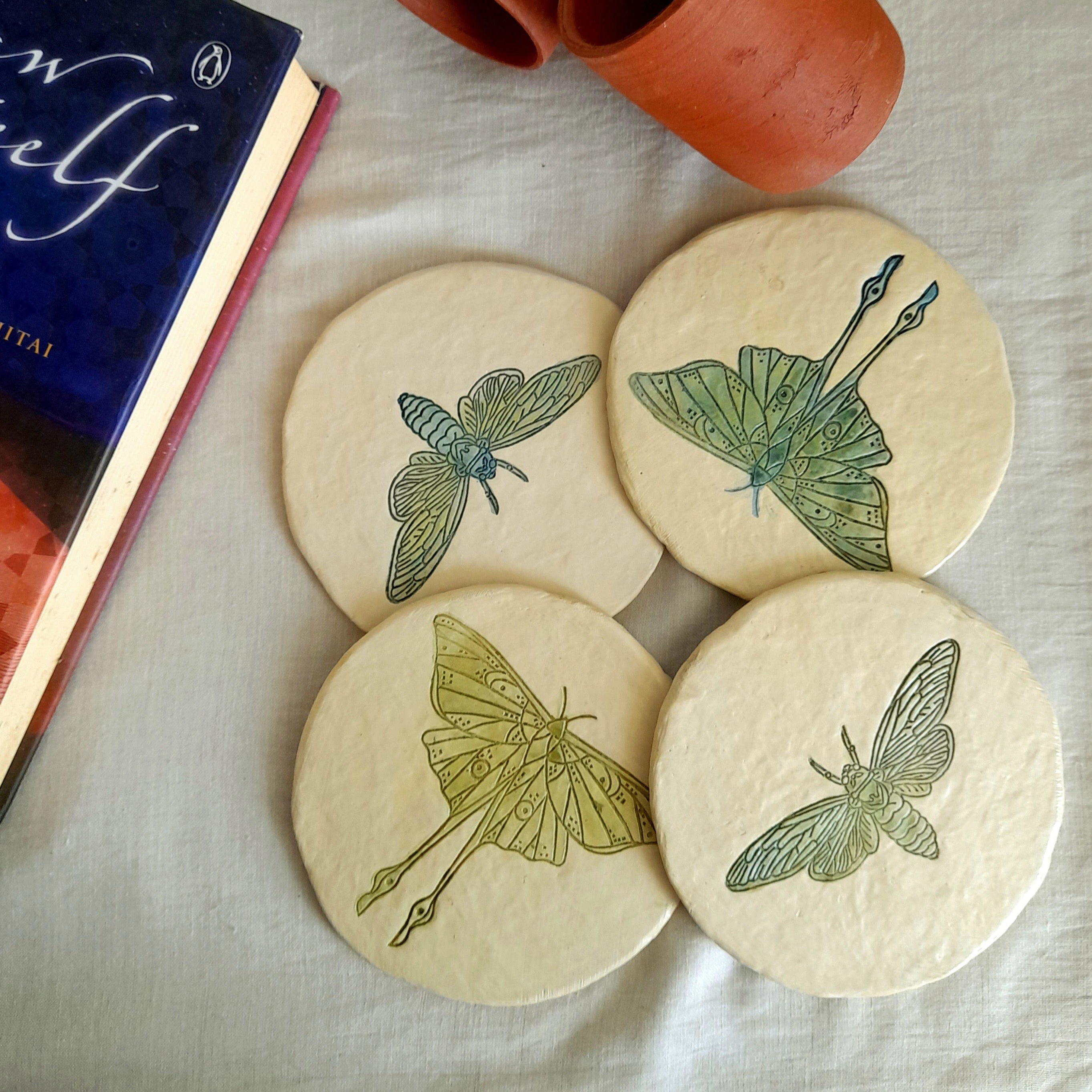 Papier-mache-Moth Coasters