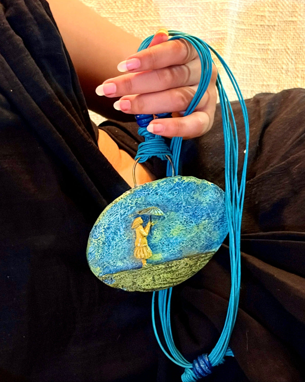 Handmade Papier-Mâché Sculptural Pendant | Sustainable Art Jewellery