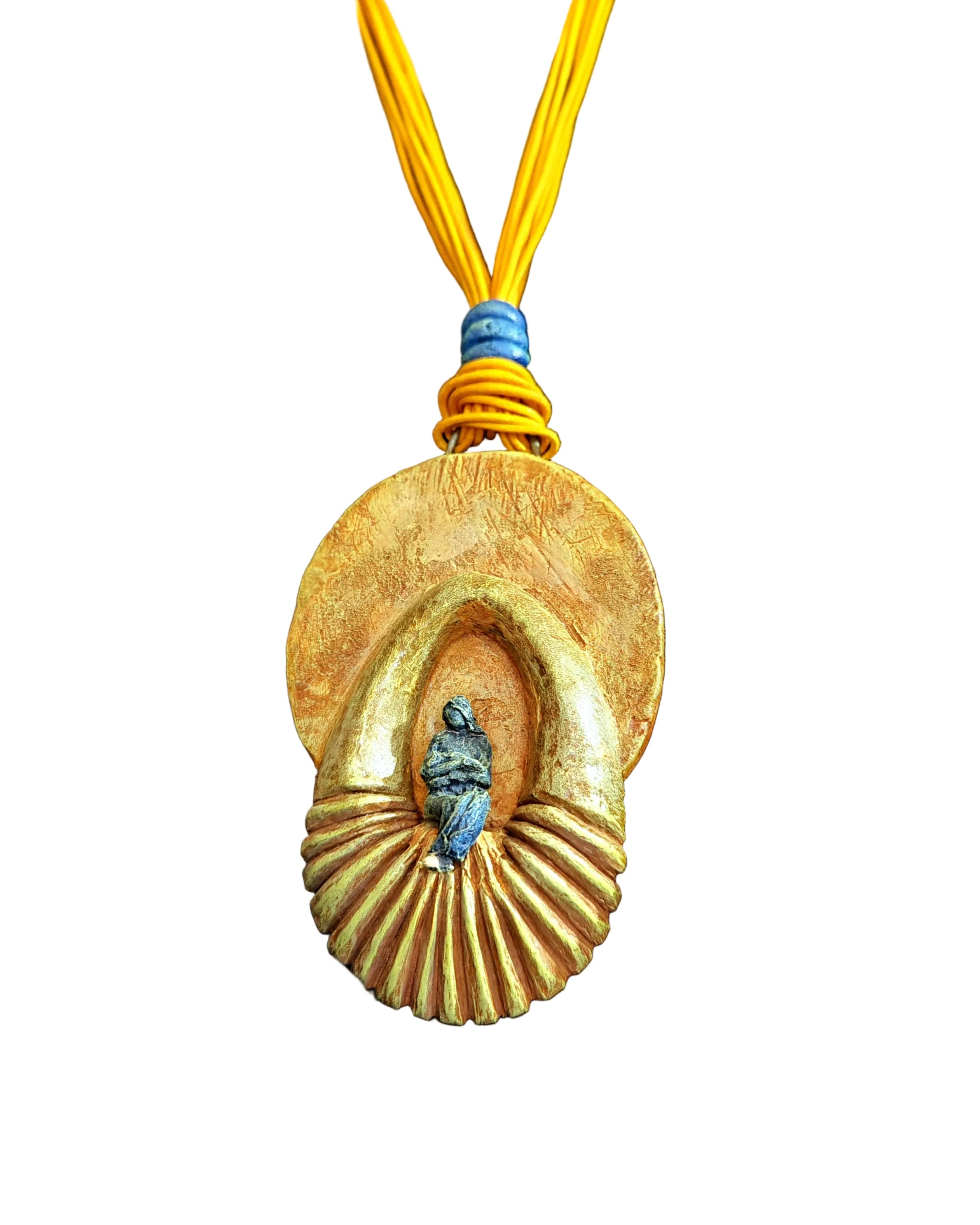 Sculptural Papier-mâché Pendant-A Woman in Solitude