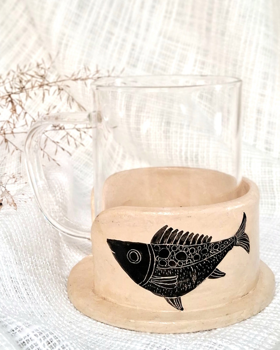 Papier-mache Mug holder set-Fish