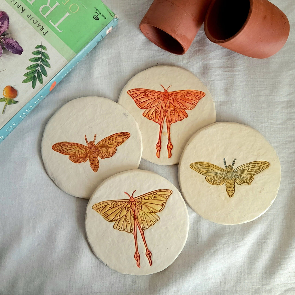 Papier-mache Coasters-Moth