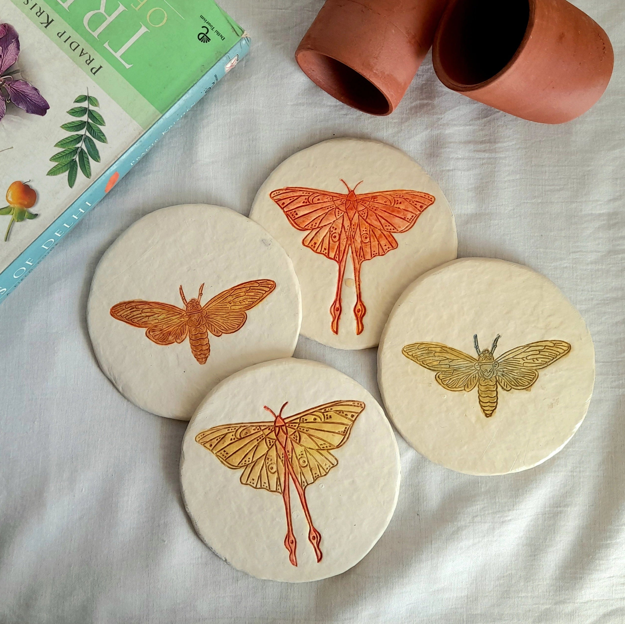 Papier-mache Coasters-Moth