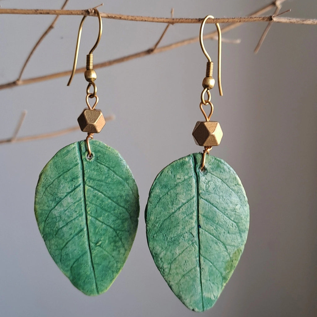 Rose Green Leaf Earring