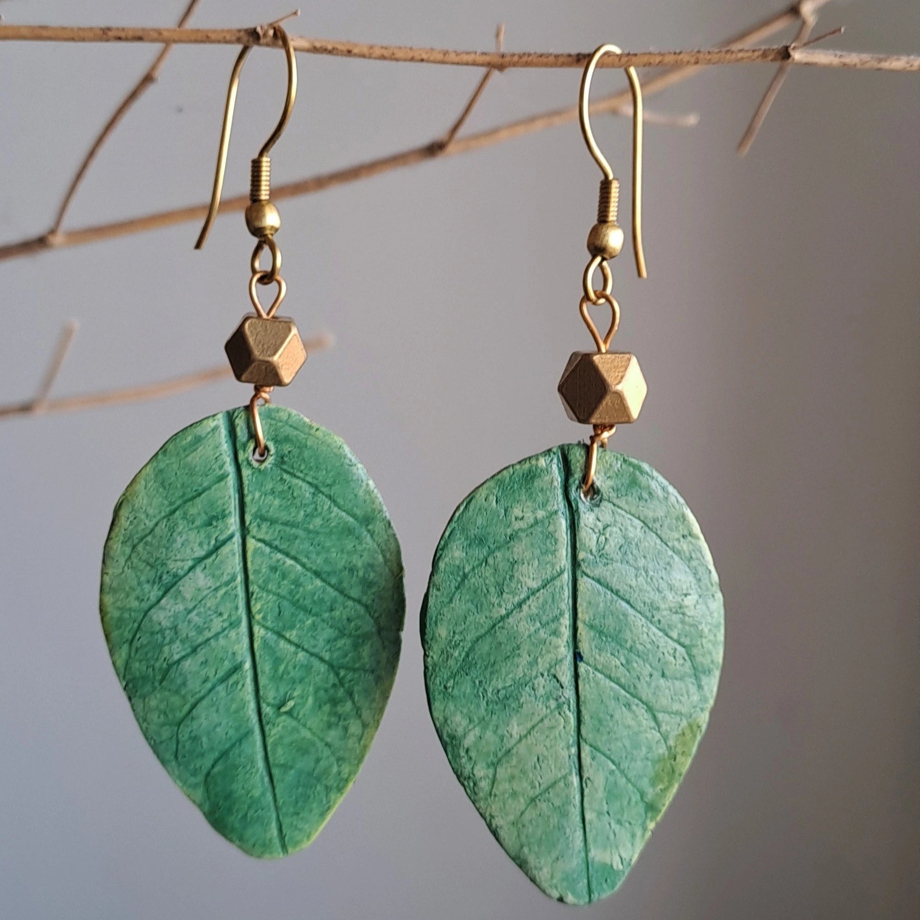 Rose Green Leaf Earring