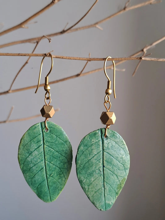 Rose Green Leaf Earring