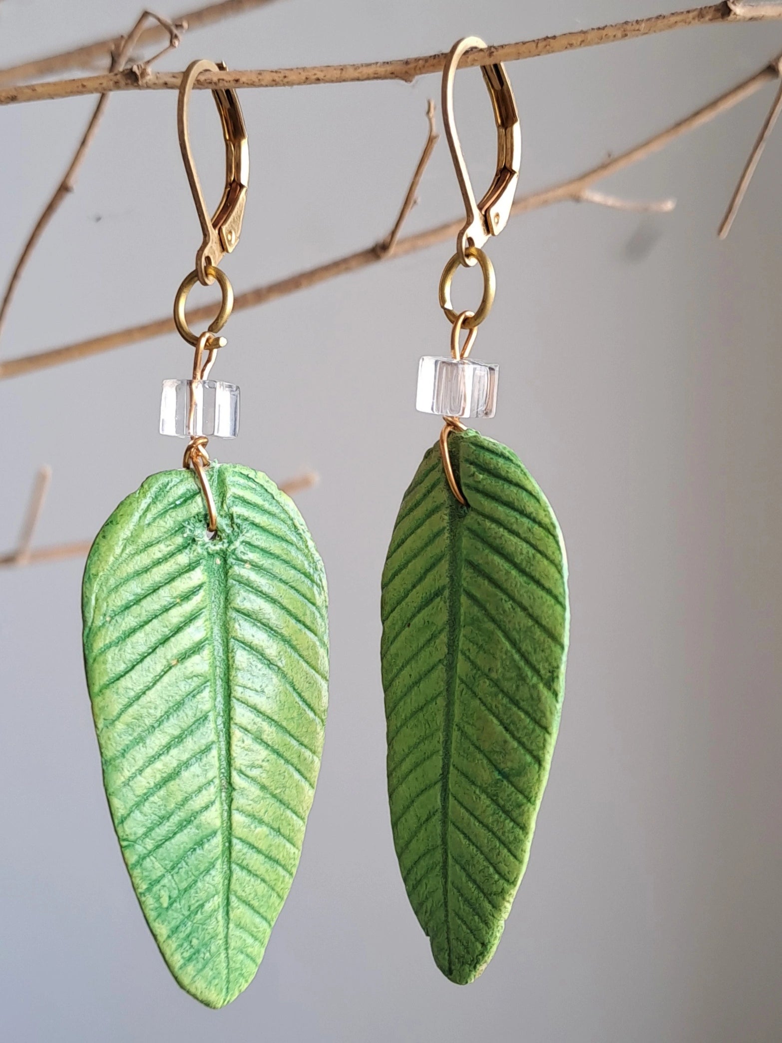 Crystal Guava Leaf Earring