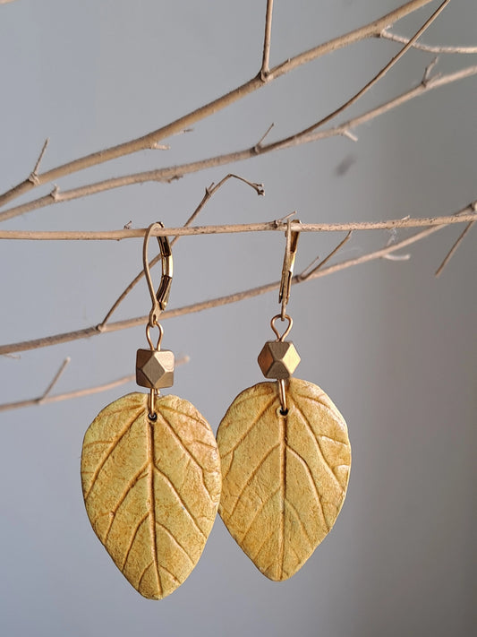 Mulberry Dhokhra Leaf Earring