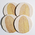 Leaf Papier-Mâché Coasters–Natural Black Champa Set of 4