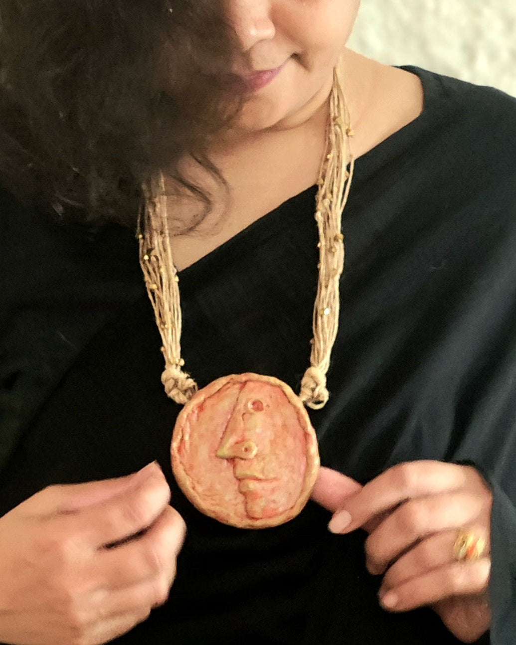 Exclusive Papier-mâché Sculptural Pendant-Face