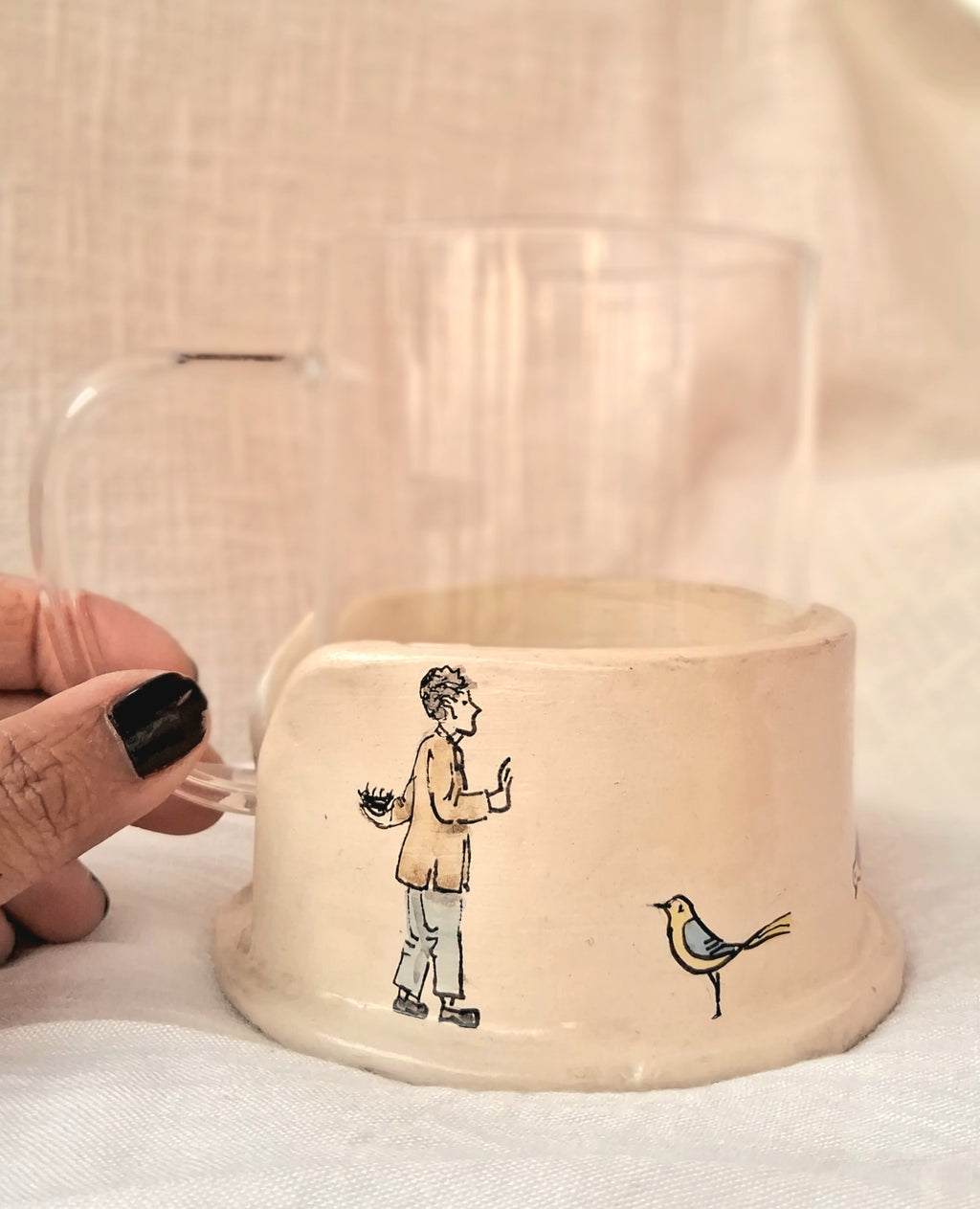 Papier-mache Mug holder-Bird-feeder story