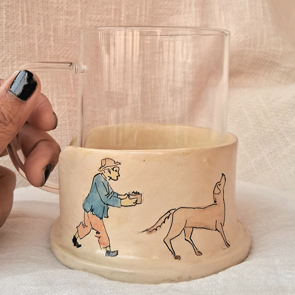 Papier-mache Mug holder-dog lover story