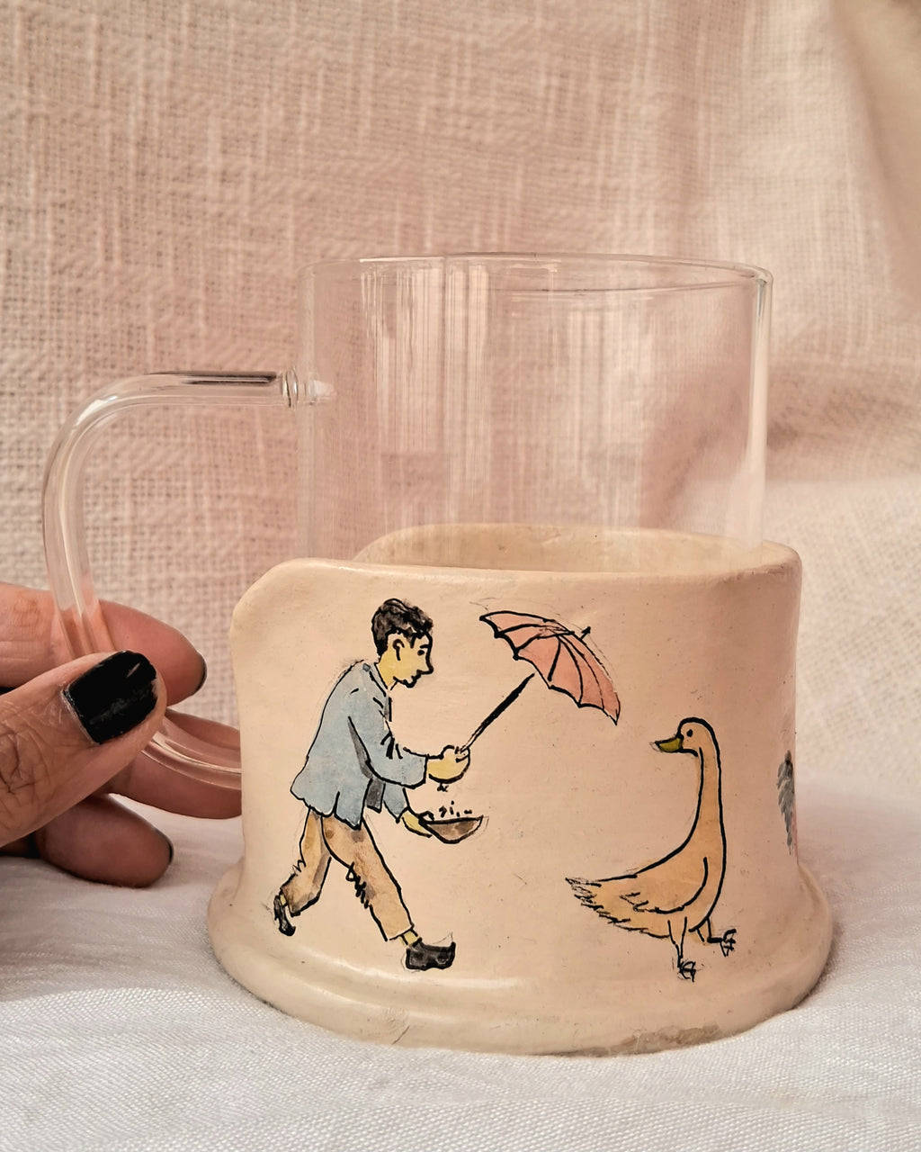 Papier-mache Mug holder-Birds feeder story