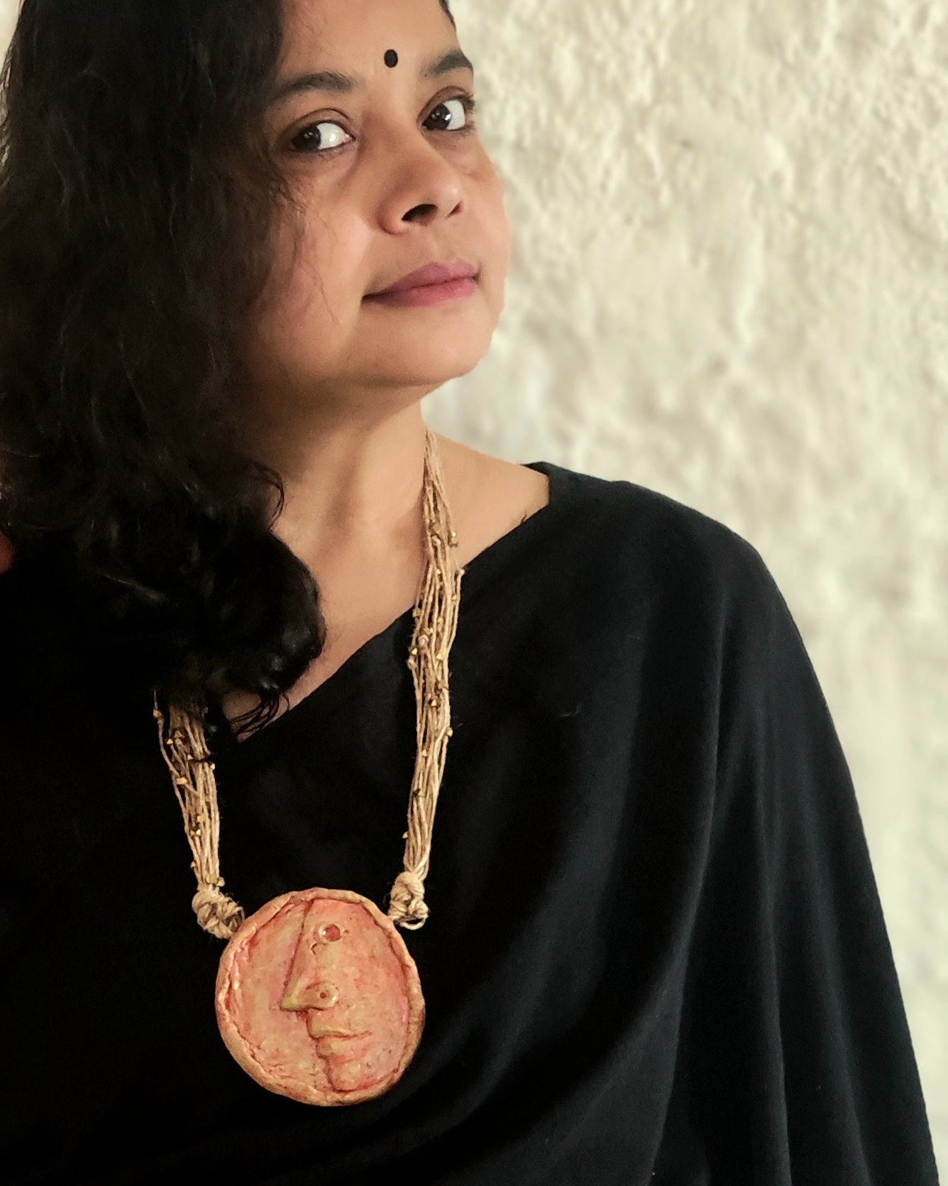 Exclusive Papier-mâché Sculptural Pendant-Face