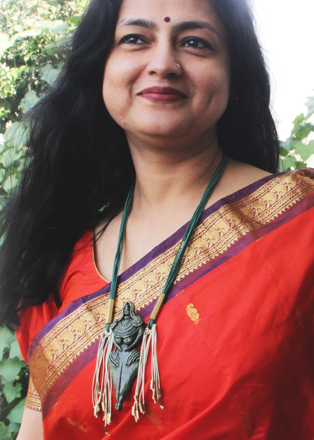 Papier-mache Pendant-Harappan Mother God-Olive green